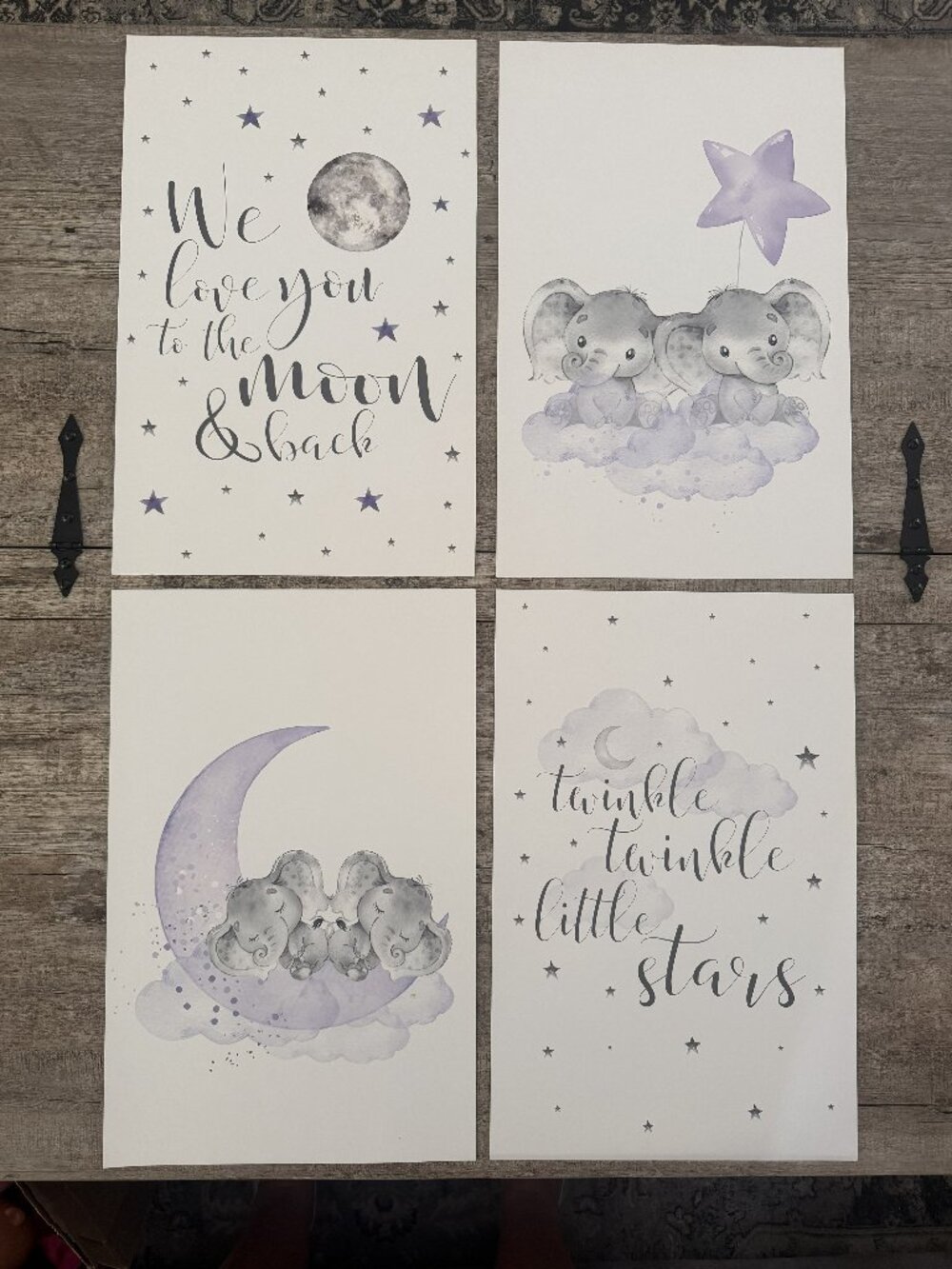 Nursery Art for Twin Girls - Elephants